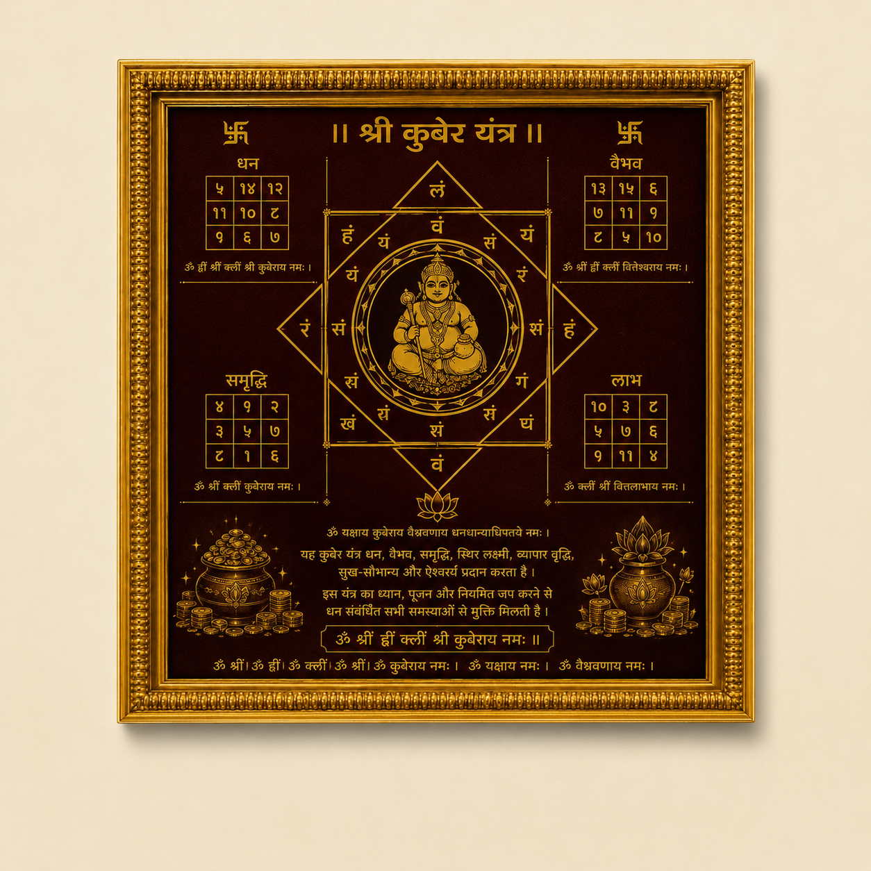 Premium Framed Shri Kuber Yantra