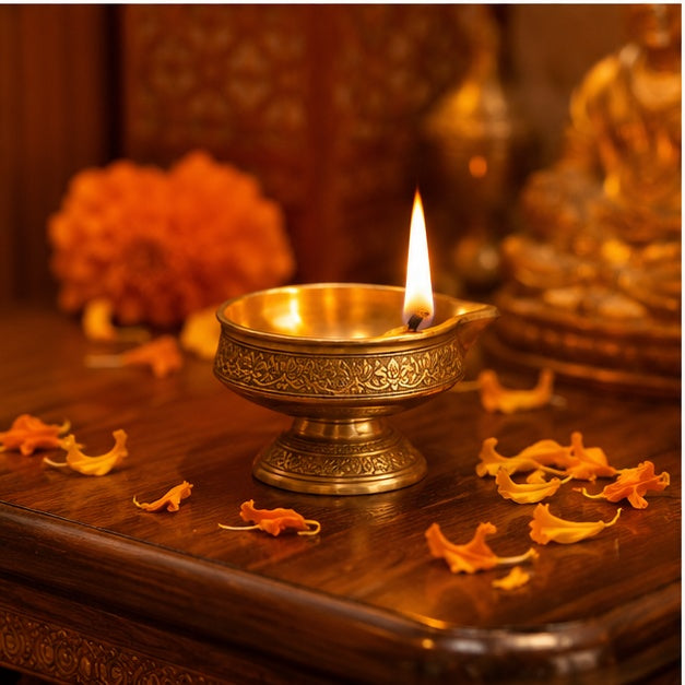 Decorative Brass Diya | Sacred Home Décor Accent